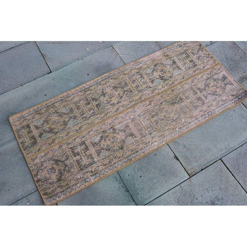 Tapis tissé à la main à motif de patchwork turc anatolien rétro - parfait pour les tapis de salle de bain et de porte