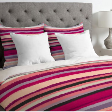 Viviana Gonzalez Glam Polyester Striped Duvet Cover, Queen Duvet Cover