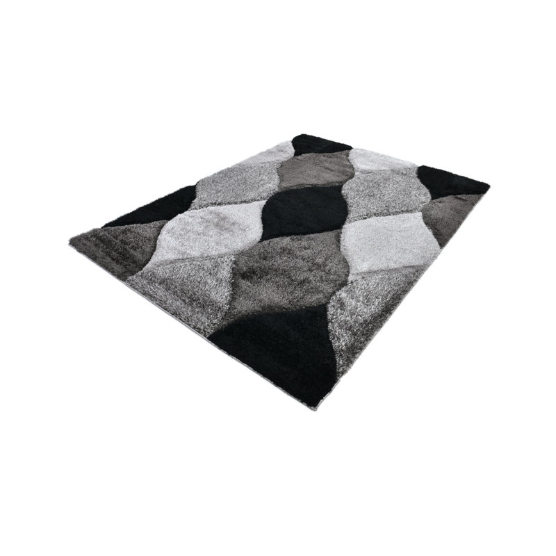 RugGuy Geometric Contemporary Area Rug - Black & Gray Diamond - for Living Room, Dining Room - 5'3" x 7'3" , Shed-Free, Easy to Clean
