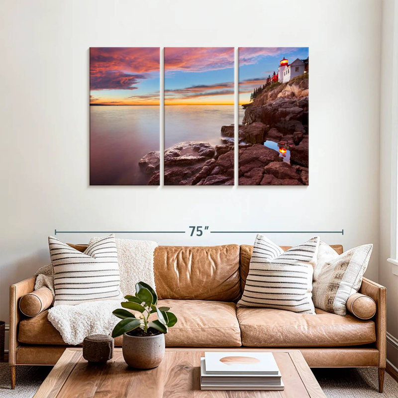 Gillard Bass Harbor Head Lighthouse Sunset, 36" H x 57" W