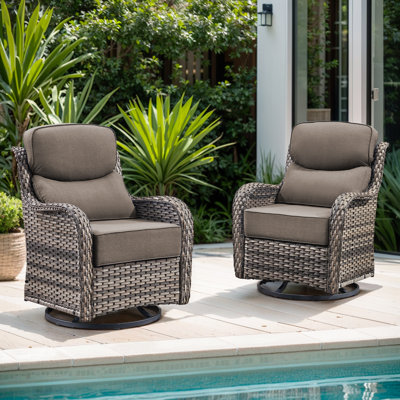 Ensemble de chaise de patio pivotant Abbey, coussins ultra-moelleux de 6 pouces et tissu d'oléfine résistant à l'eau