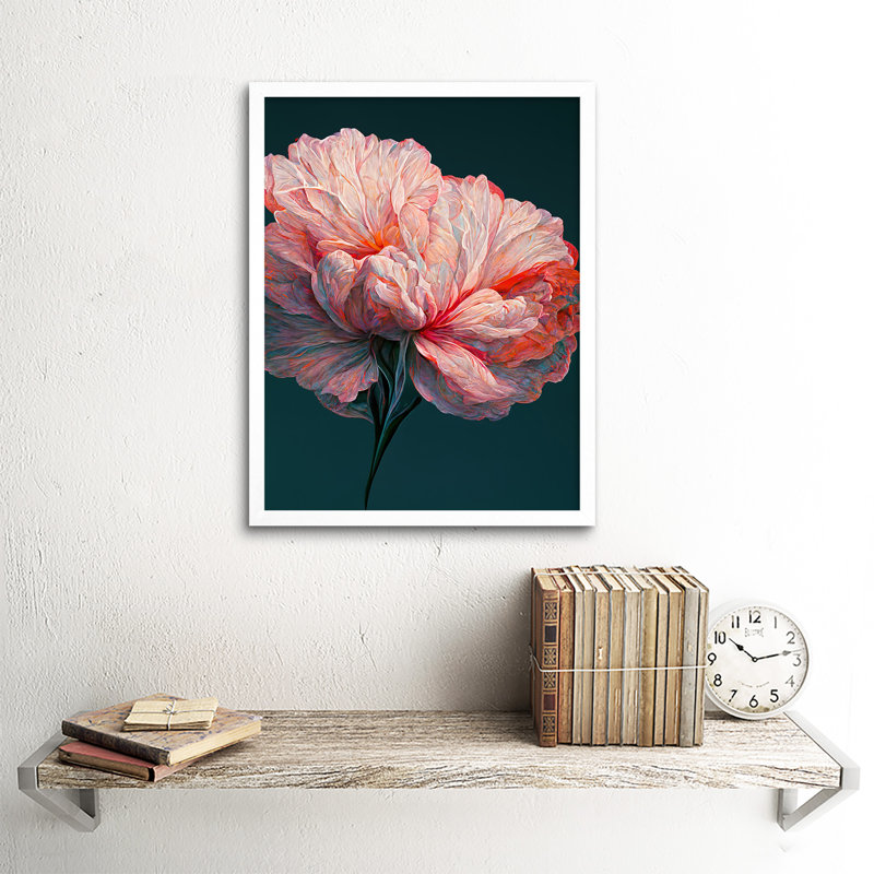 Pink Carnation Flower Abstract Floral - Print, 43cm H x 33cm W x 2cm D, White Framed Paper