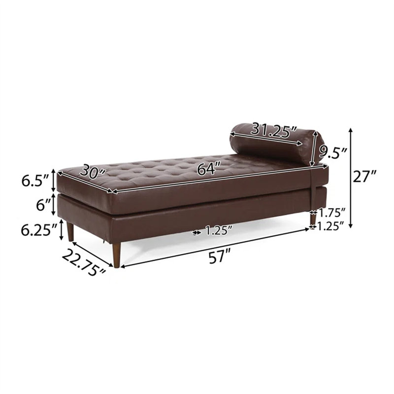 Chaise longue Jakie, Similicuir brun