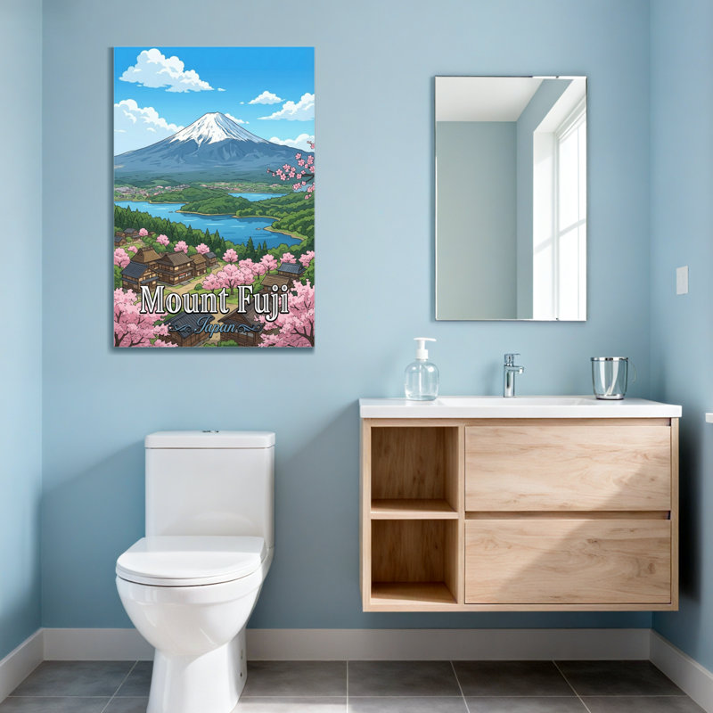 Paysage et paysage urbain du Mont Fuji, impression de paysage de cerisiers en fleurs au Japon