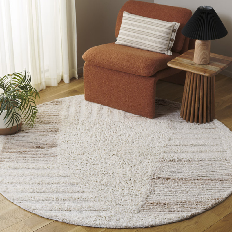 Kasjen Hand Tufted Wool Pile Abstract Rug, Round 6'