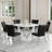 47.2" Round Dining Table Set, Modern Dining Table with High Back Faux Leather Chairs, Kitchen & Dining Room Table Set-118758761-118758764