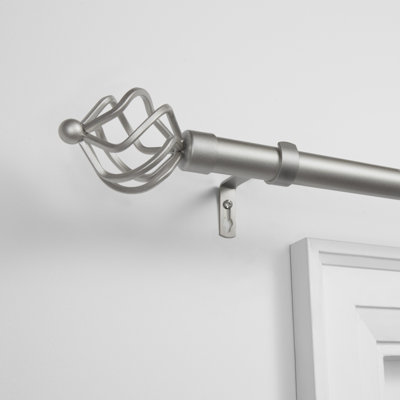  Torch Curtain Rod and Coordinating Finial Set, Adjustable