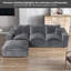 Canapé modulaire gris de 108 po avec méridienne, canapé modulaire rembourré en velours côtelé, canapé 3 places à assise profonde, installation sans outil-484654805