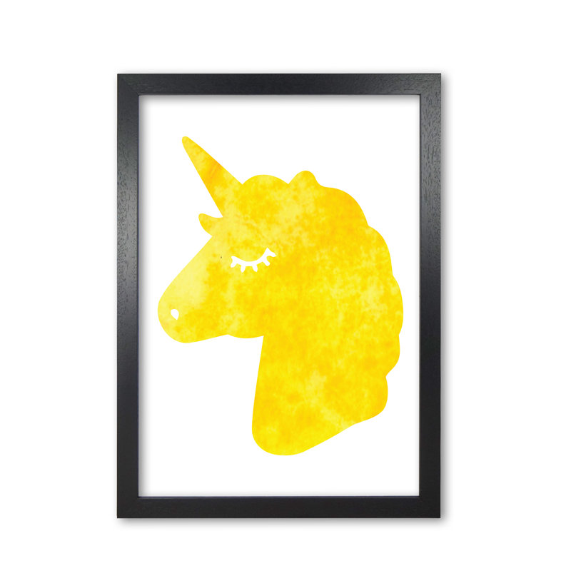 Unicorn Silhouette - Painting, Black Grain Frame, 30 cm H x 21 cm W x 5 cm D