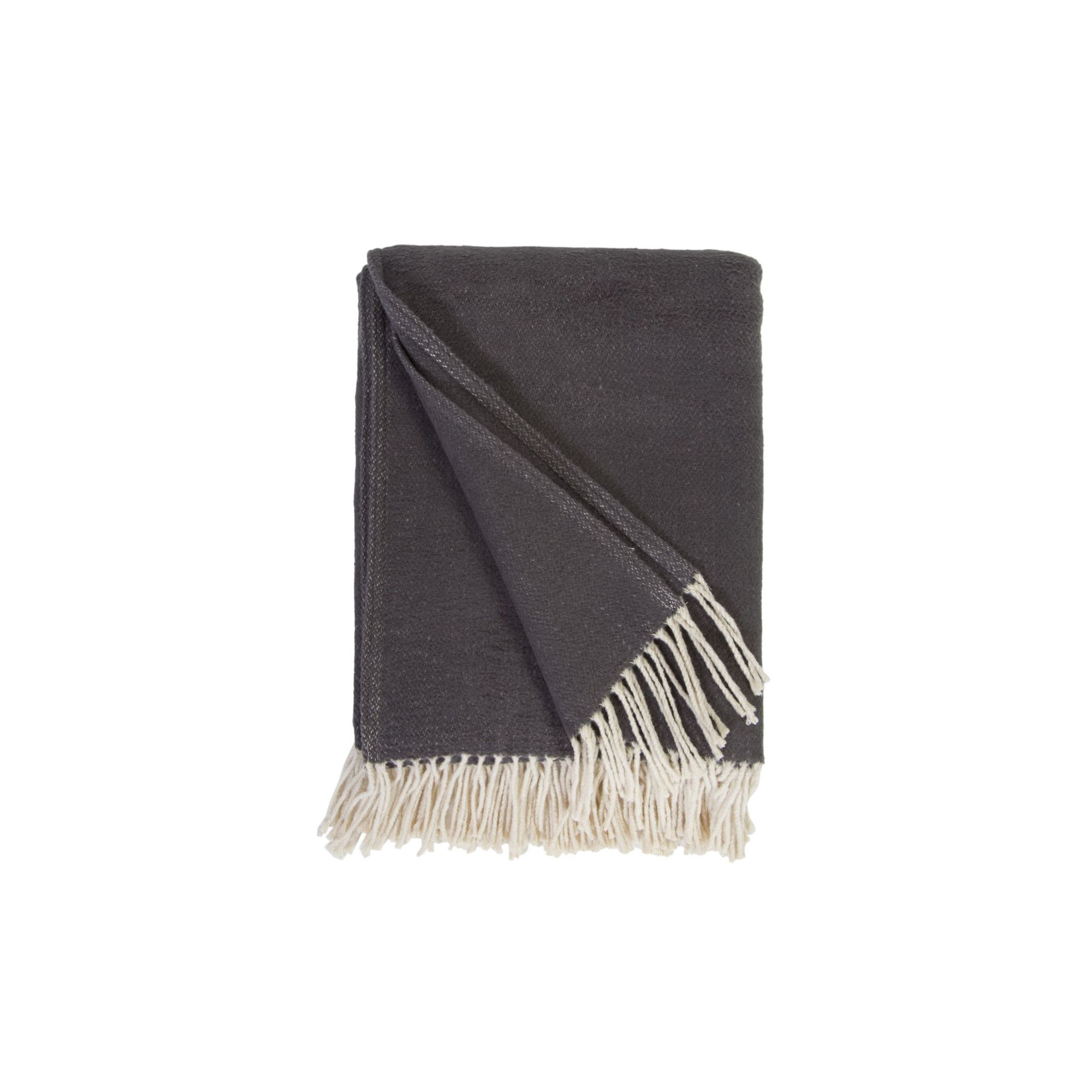Mandy Cotton Hand Woven Throw Blanket, Charcoal 
