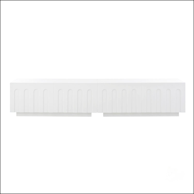 Meuble télé élégant au design arqué, Blanc