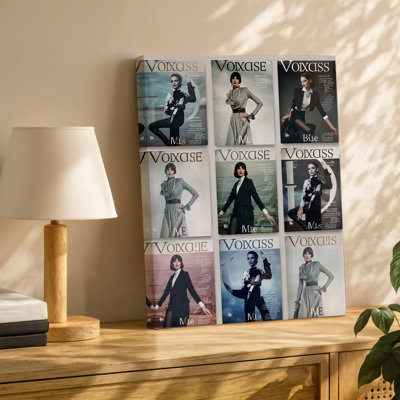 Canvas A Visually Striking Collage Of Vintage Fashion Magazine Covers Predominantly Wall Art Featuring The Iconic Logo VOGUE In Bold Canvas Wall Art