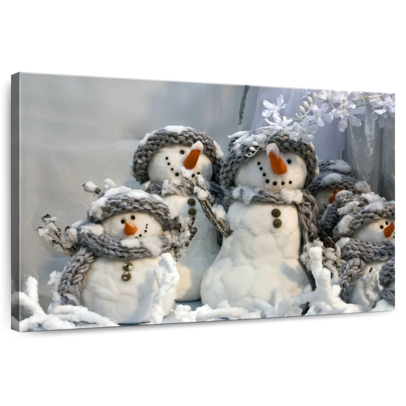 Famille de bonshommes de neige, H 30 po x l 45 po
