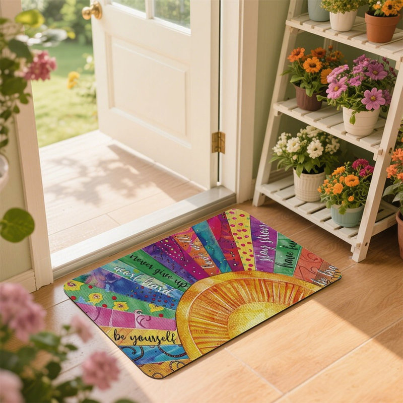 Tapis de 36 po x 24 po, tapis de citation coloré Sunburst