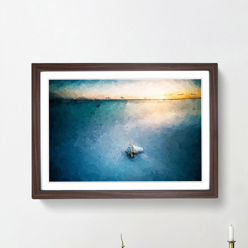 Shell upon the Beach in Abstract - Picture Frame Graphic Art Print, 60cm H x 91cm W x 2cm D, Walnut