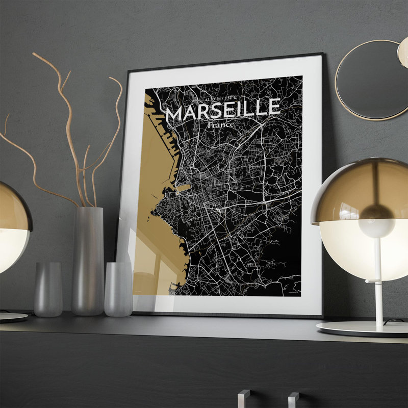 Marseille City Map In Luxe - No Frame Print, 24cm H x 18cm W x 0.05cm D