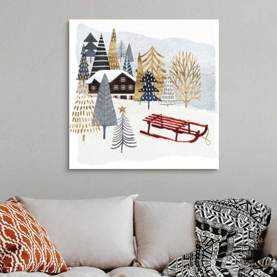 «Christmas Chalet II» par Victoria Borges - reproduction d'art sur toile