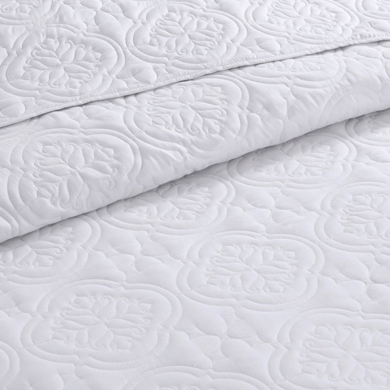 Couvre-lit 3 pièces blanc très grand / très grand réversible - Microfibre réversible, rembourré, fascinant, lavable à la machine