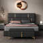 Ensemble de chambre à coucher 2 pièces, lit plateforme tapissier grand avec système de rangement hydraulique, repose-pieds de rangement avec pieds en métal, noir
