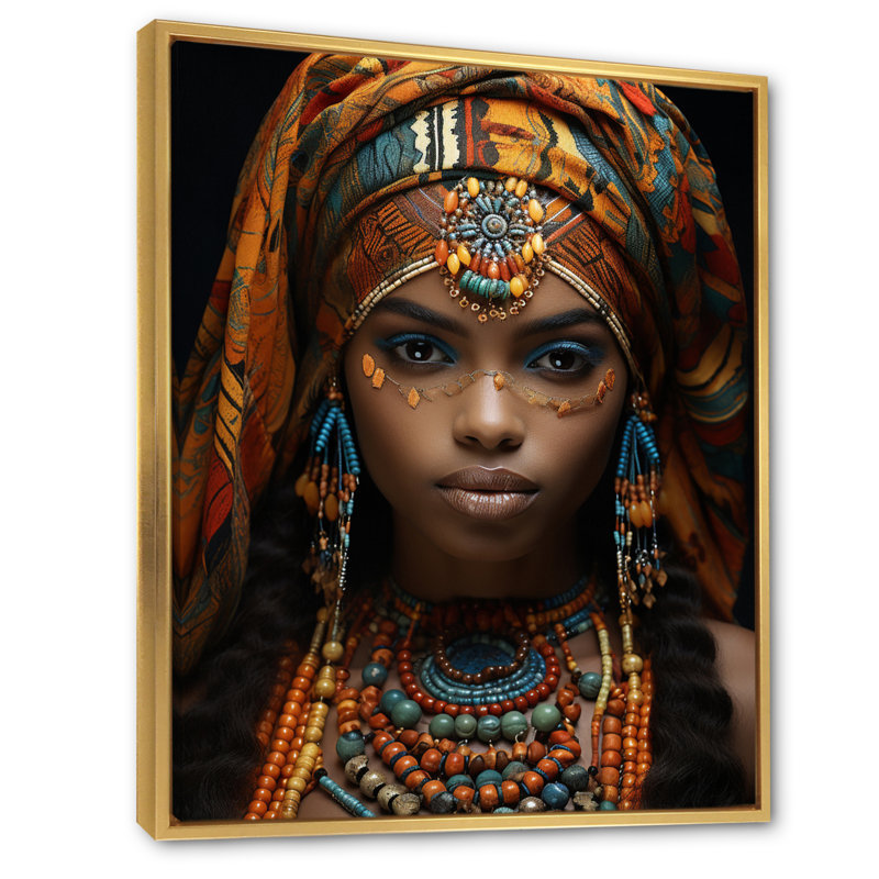 Karn, africain, beauté ornée III - Art africain, art mural, H 32 po x l 16 po x P 1 po, Cadre flottant doré