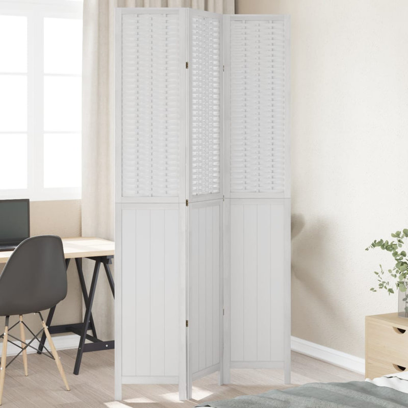  Paravent en bois massif brun foncé 3 panneaux Paulownia, H 86,6 po x l 43,3 po x P 0,63 po, Blanc