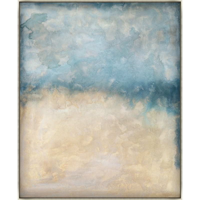 «Balance Intersection» par Neil Patrick - peinture sur toile à cadre flottant, H 38,5 po x l 31,5 po, Couche de verre