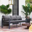 Canapé d'extérieur 3 places, canapé de patio en aluminium avec coussins, gris foncé