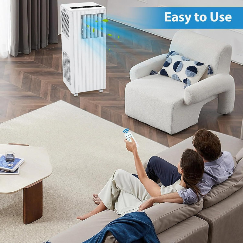 8000 BTU Portable AC - 3-in-1 Cool/Dehumidify/Fan for 300SqFt Remote 24H Timer  Sleep ModeWhite