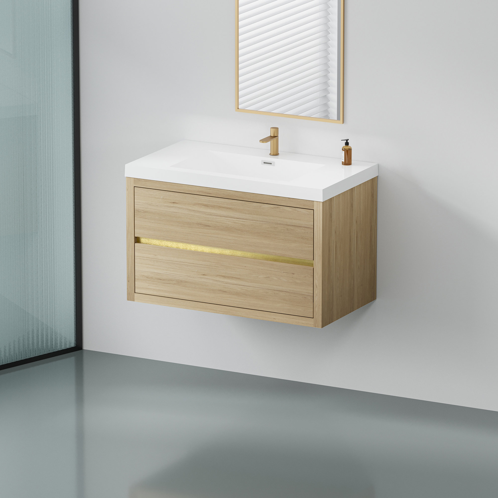 Latitude Run® Floating Bathroom Storage Cabinet with Stone Resin ...