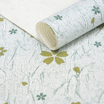 Shelf Liner,Non-Adhesive Non-Slip Cabinet Liners,Drawers Liners,Green Vintage Floral,18"W x 96"L