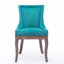  Chaise de salle à manger latérale, chaises en tissu épaissi avec pieds en bois massif aux tons neutres, tête de clou en bronze, ensemble de 2, bleu-1064295