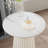  Round Marble and Solid Wood Pedestal End Table-1832943724