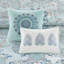 Ensemble d'édredon réversible à imprimé floral en coton 8 pièces bleu