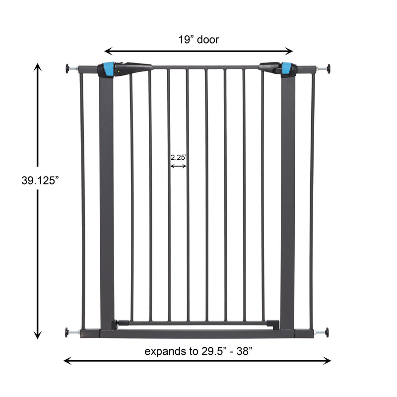 Graphite Tall Steel Walk-Through Pet Gate with Glow Strips