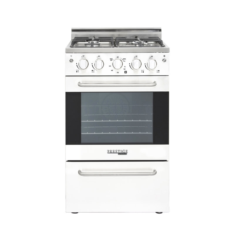 Prestige 19.5" 4 burner 1.6 cu. ft. Freestanding Gas Range with Convection Oven, White