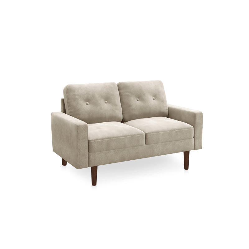 Madian 58'' Square Arm Loveseat, Ivory Velvet, 32.7" H x 58" W x 30" D