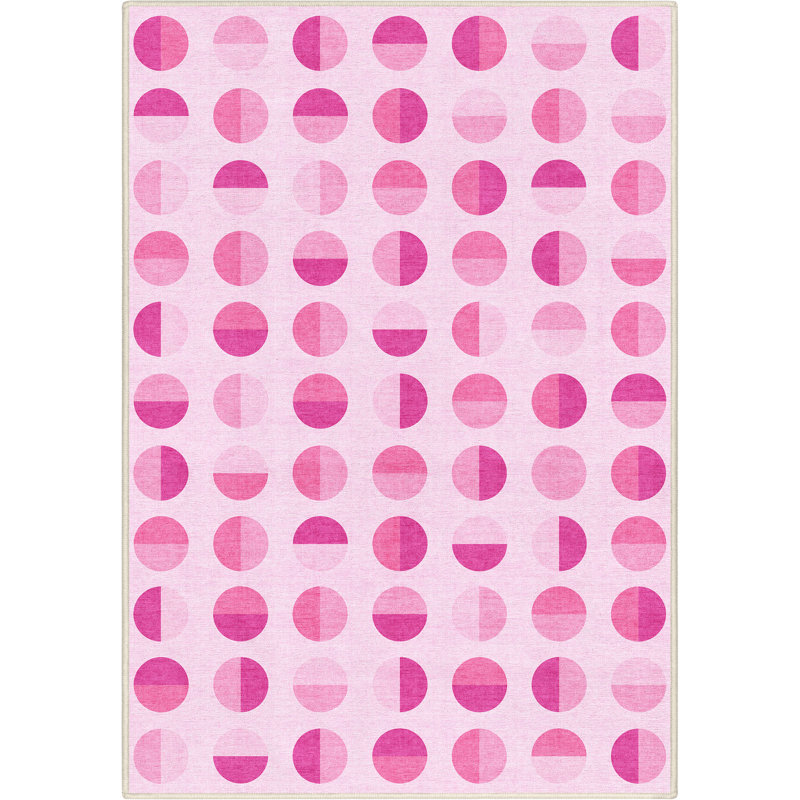 Shanea Split Dot Pink Modern Geometric Flat-Weave Rug, Rectangle 3'3" x 5'