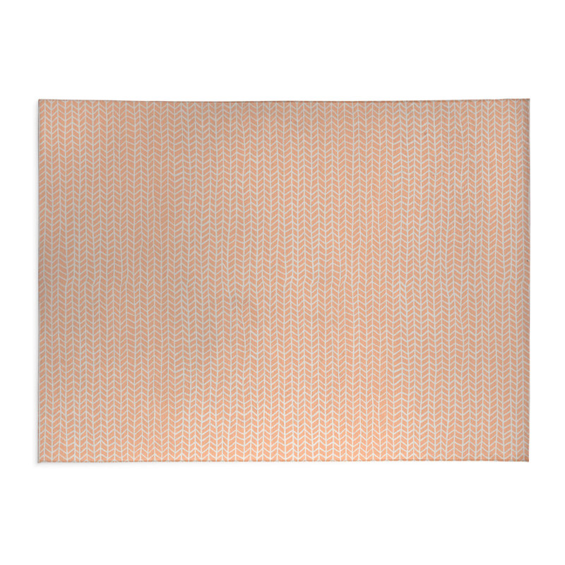 Chevron Feather Lightweight Non-Slip Kitchen Mat, Peach, Rectangle 2' x 3'