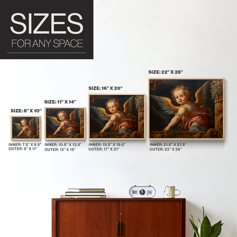 «Angels From Above» - Reproduction encadrée - Restickable, H 16 po x l 20 po, Encadré naturel