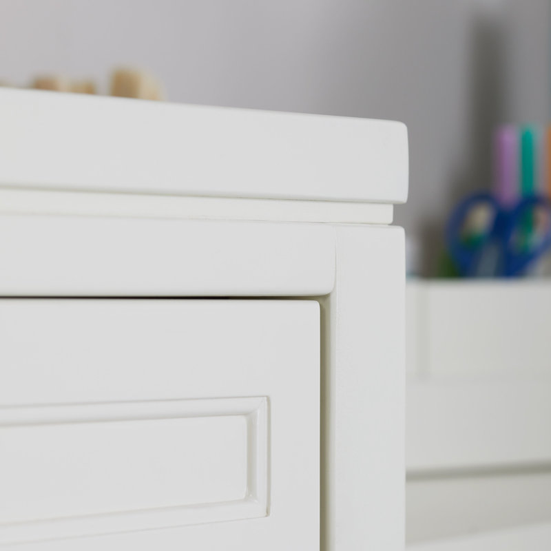 Creamy White Wooden Kids' Art Supply Storage Cabinet with Drawers