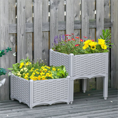 Support pour plante en polypropylène pour espace extérieur, 15,8 po, avec utilisation quotidienne pratique, gris