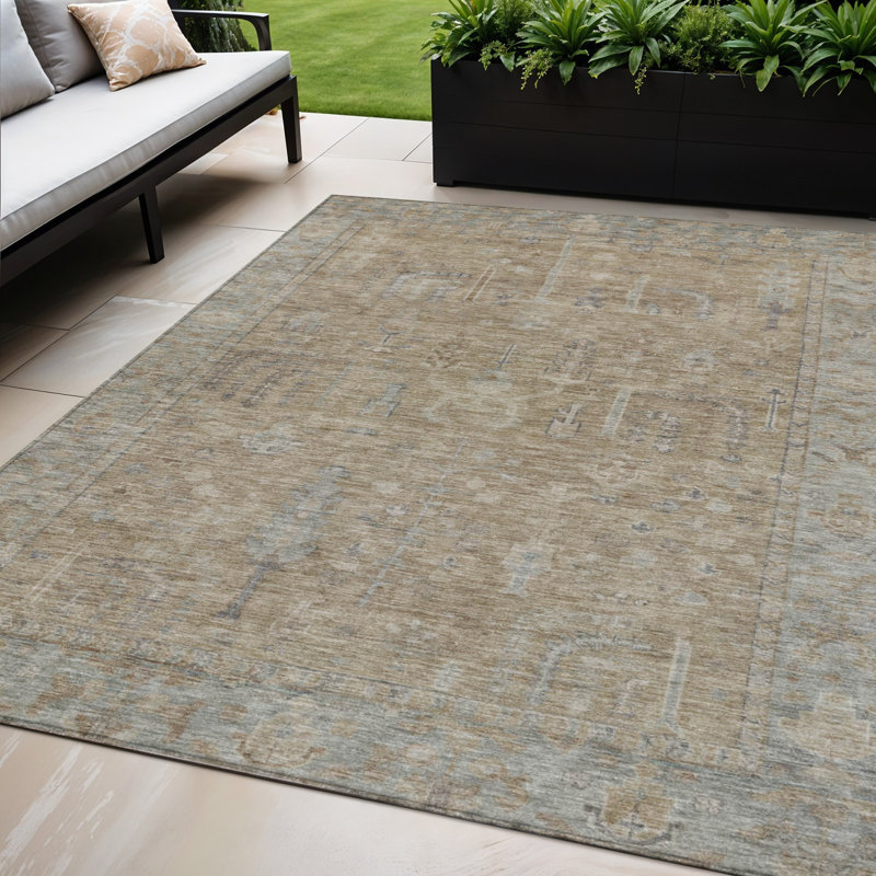 Tapis oriental lavable d'intérieur gris et brun 5 'X 8'