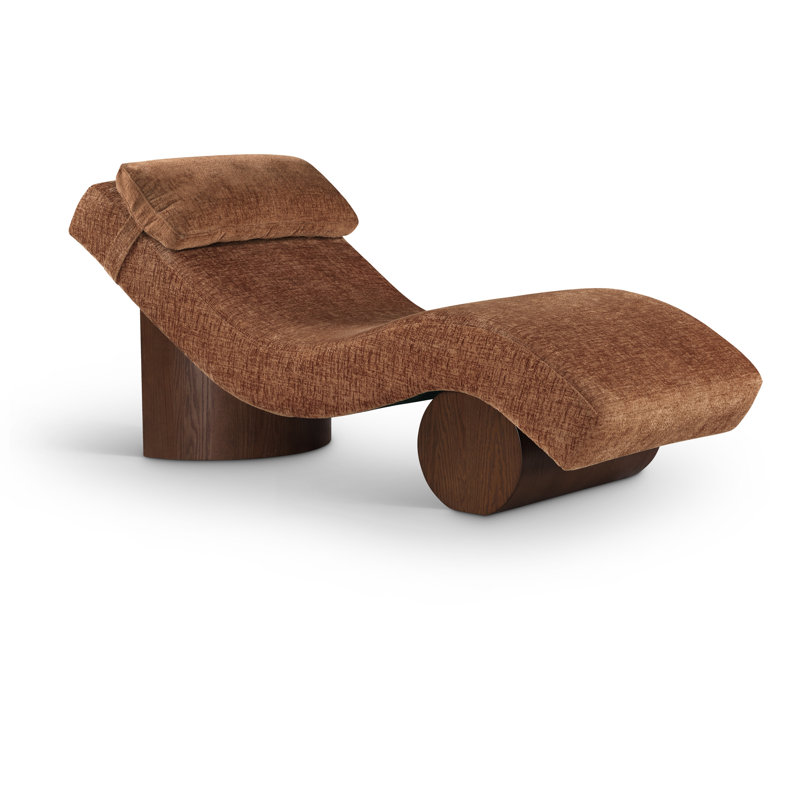 Marcella Fabric Chaise Lounge, Cognac Polyester Fabric, Brown
