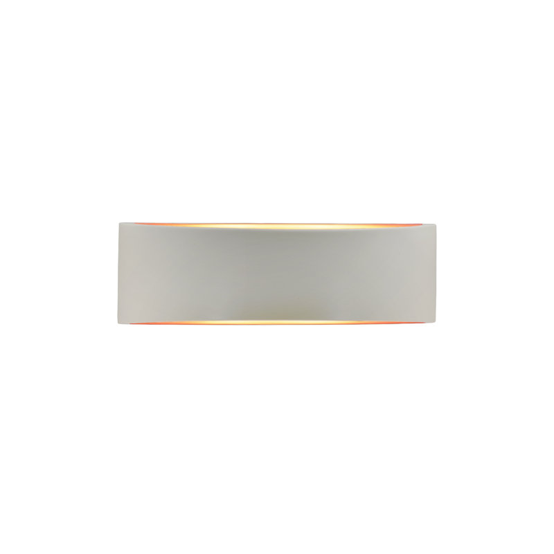 Applique murale en céramique Beda, DEL (intégrée), H 5 po x l 16 po x P 4 po, Blanc mat / or champagne