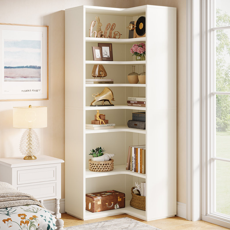 8-tier Corner Bookshelf With Detachable Shelves