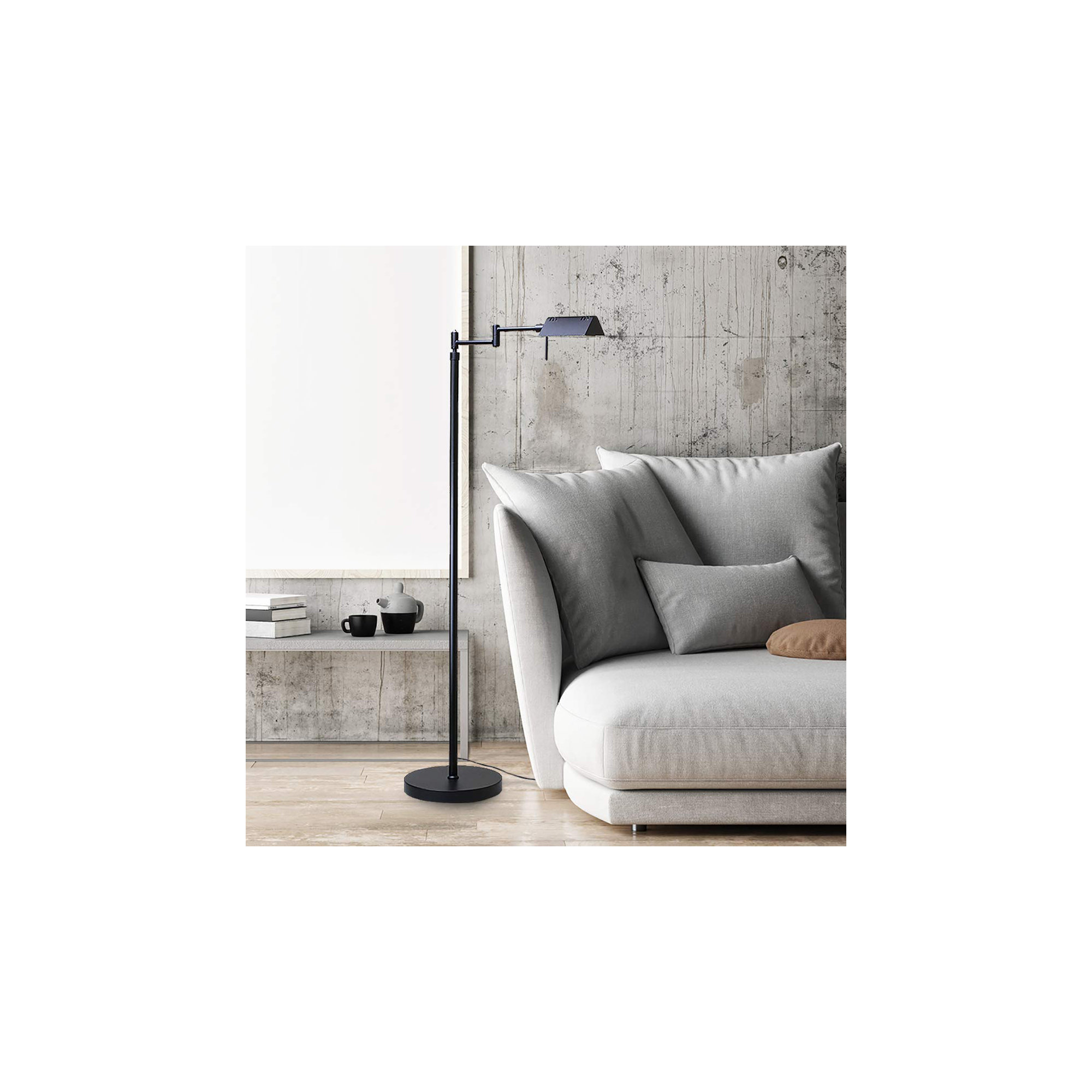 Urick 55" Dimmable LED Pharmacy Floor Lamp, 12W LED, Full Range Dimming, 360 Degree Swing Arms, Adjustable Heights, Standing Lamp for Reading, Sewing, and Craft, ETL Listed
