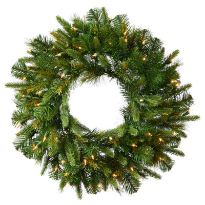 Couronne de Noël artificielle en cachemire 30 po avec lumières DEL blanc chaud Vickerman