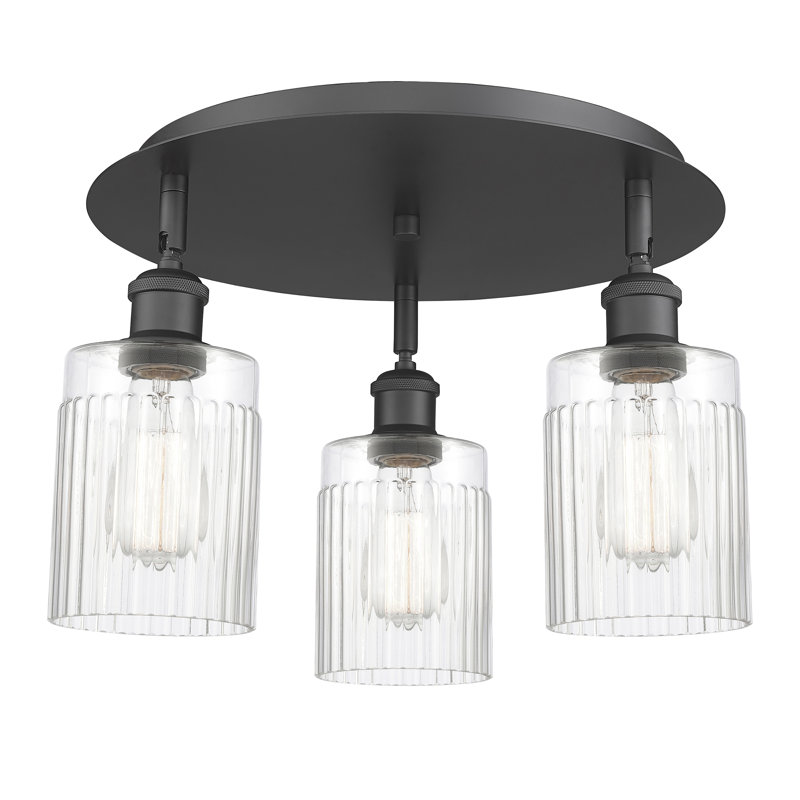 Bethy Glass Flush Mount, Clear, Matte Black