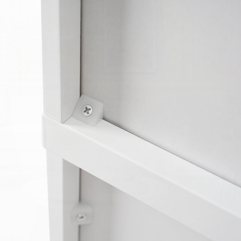 Armoire de salle de bain haute autoportante haute 70,1 po avec 2 tablettes réglables, 3 tiroirs, portes en verre, Blanc