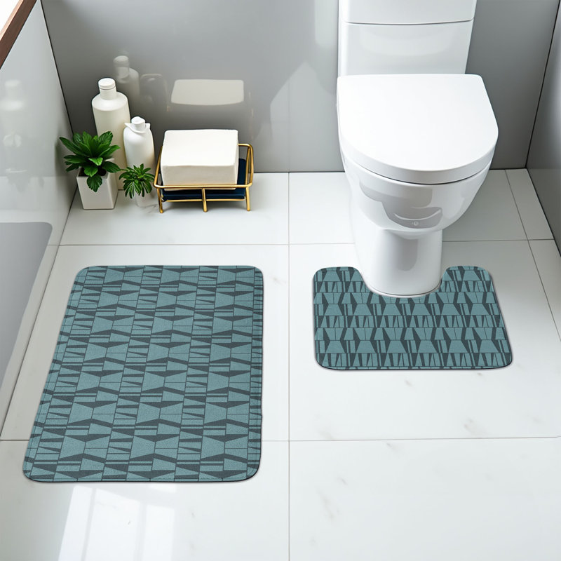 Ensemble de tapis de salle de bain bleu 2 pièces